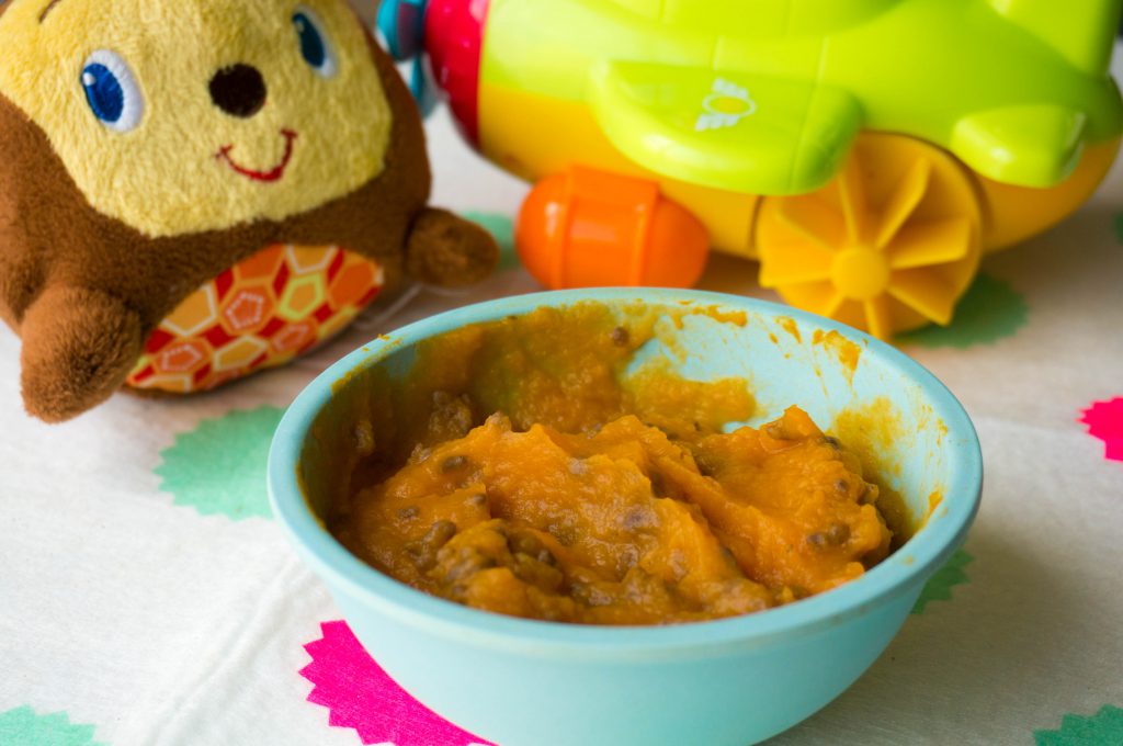 Gehakt met zoete aardappel en pompoen