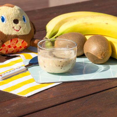recept: banaan en kiwi fruithap (babies kitchen)