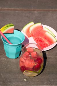 watermeloen, framboos en limoen fruitwater (Babies Kitchen recept)