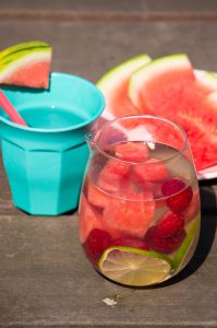 watermeloen, framboos en limoen fruitwater recept