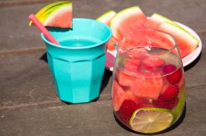 watermeloen, framboos en limoen fruitwater recept Babies Kitchen