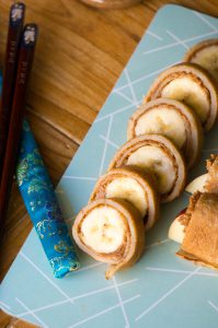 pindakaas fruit sushi recept