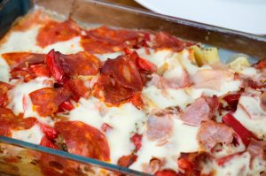 pizza pasta schotel (chickslovefood recept)
