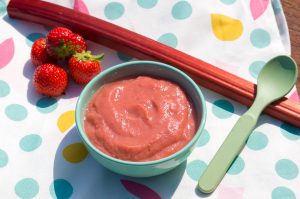 Rabarber en Aardbeien Fruithap | Babies Kitchen Babyrecept