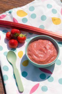 Rabarber en Aardbeien Fruithap | Babies Kitchen Babyvoeding