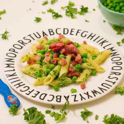 Boerenkool en Doperwten Pesto Pasta - Babies Kitchen recept