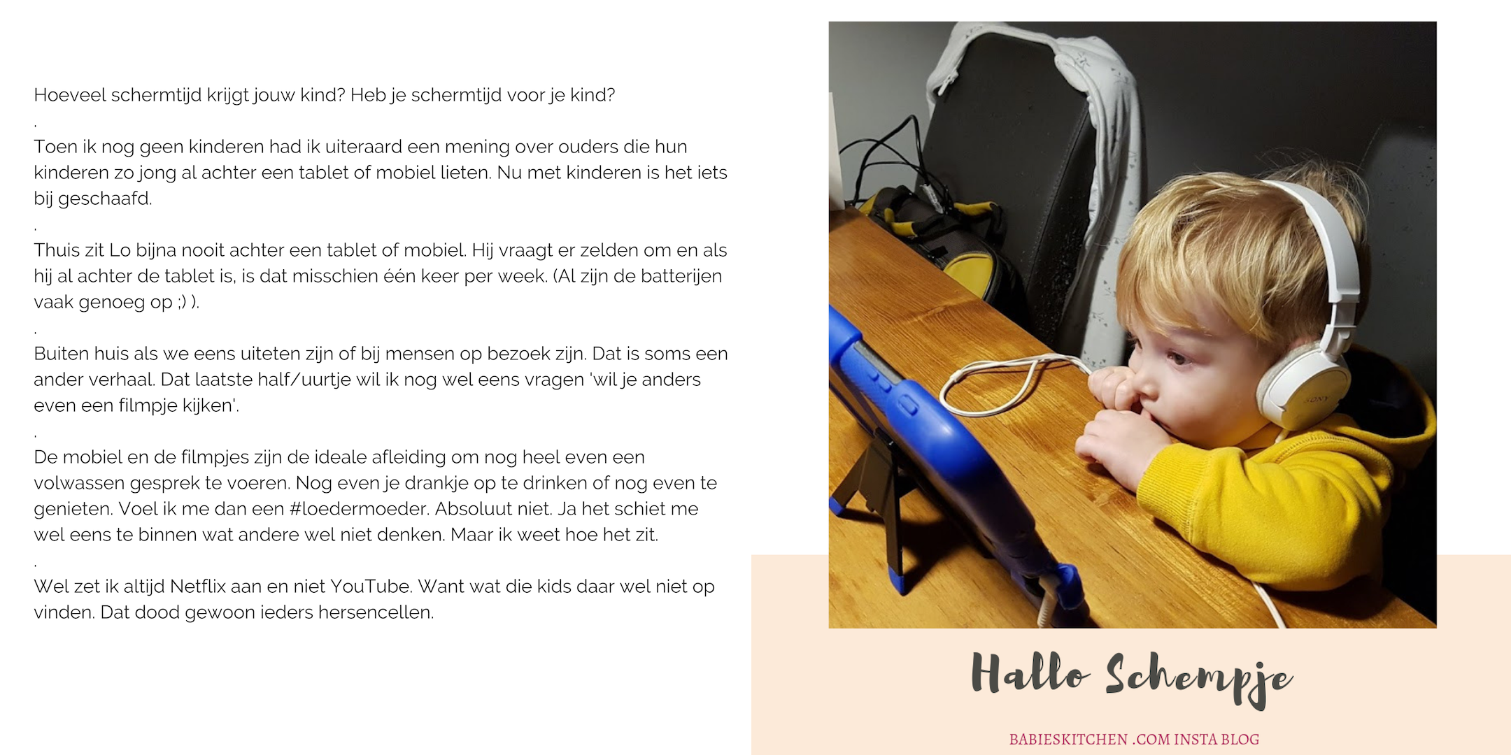 INSTA BLOG Maart 2019 - schermtijd | Babies Kitchen