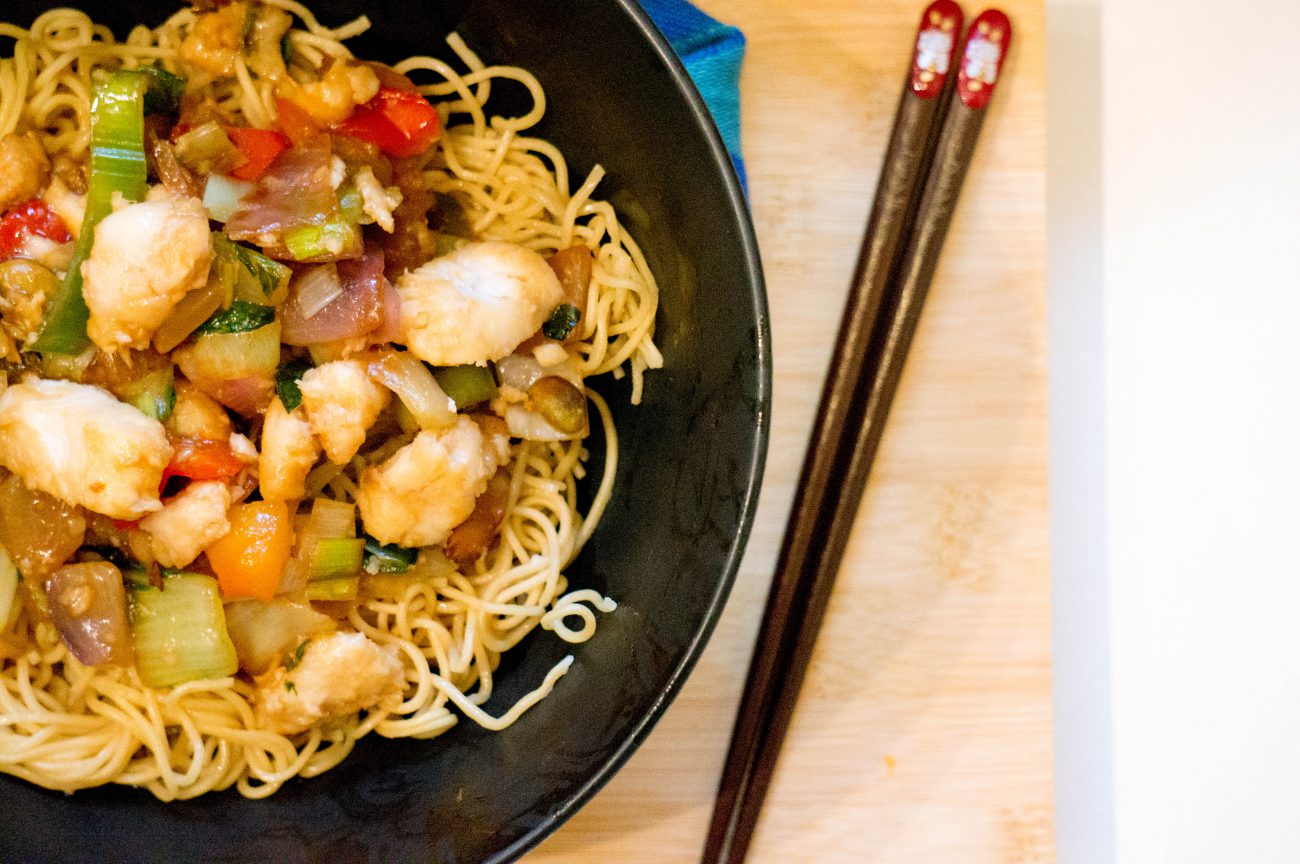 Kabeljauw in Sojasaus met Noodles