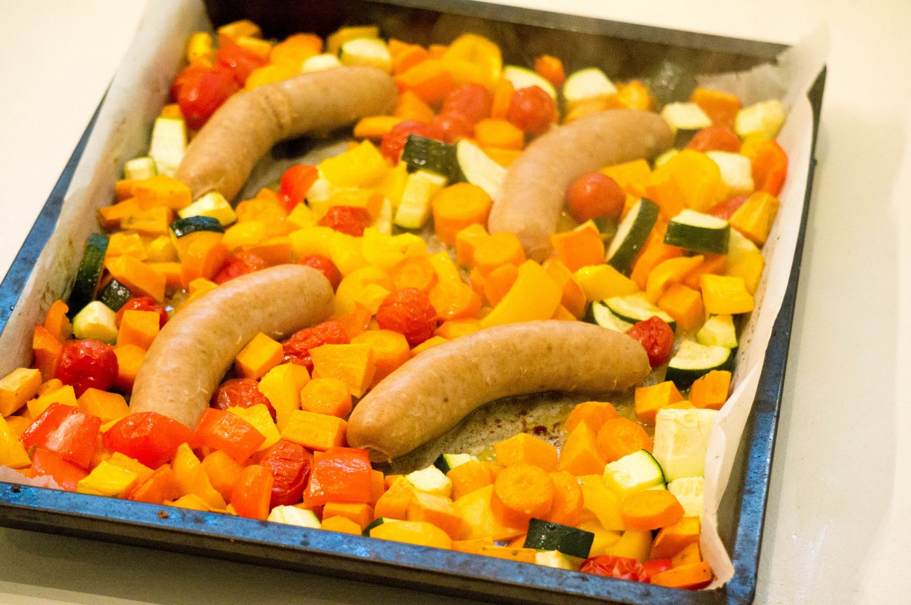 Braadworst met Honing Mosterd Groentemix