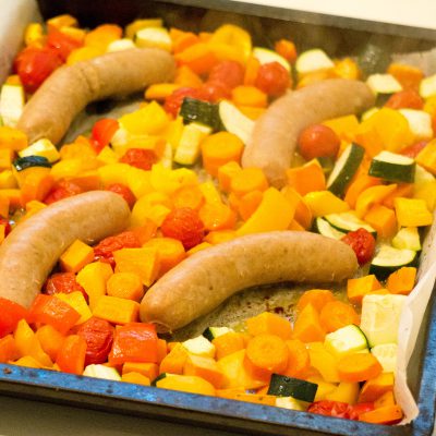 Braadworst met Honing Mosterd Groentemix | Babies Kitchen