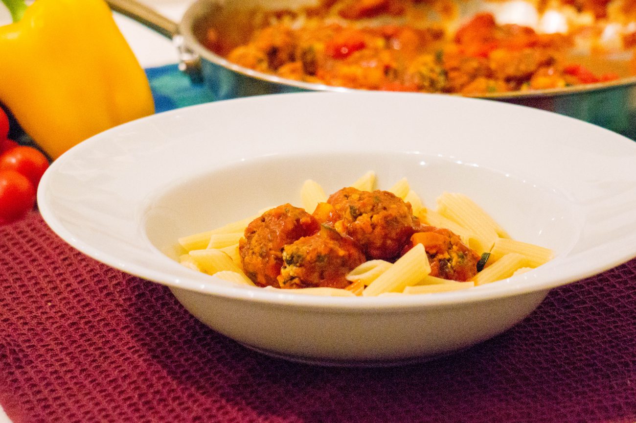 Meatless Meatballs met Pasta