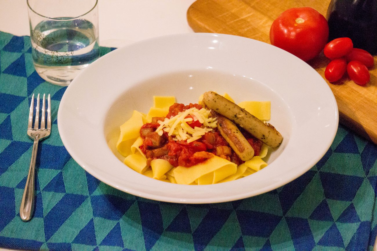 Lasagne vellen met Aubergine saus