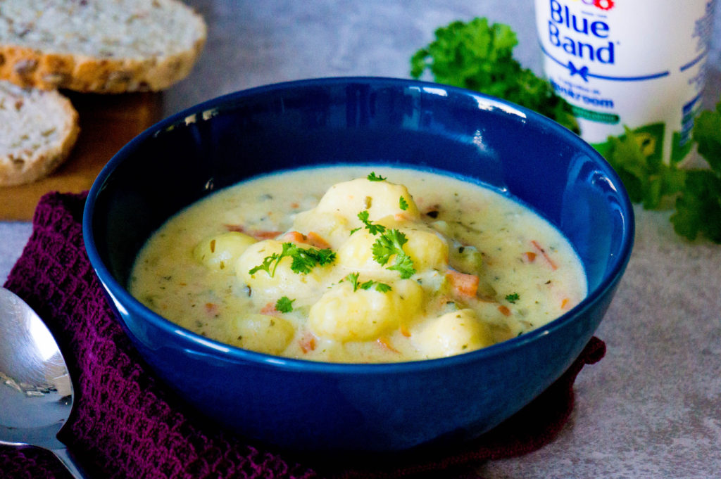 Romige Vegan Gnocchi Soep met Blue Band Plantaardige Kookroom | Kidshoekje.nl