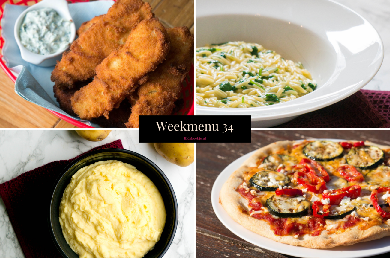 Kidshoekje Weekmenu 34 met Makkelijke en Snelle Maaltijden voor het hele gezin.