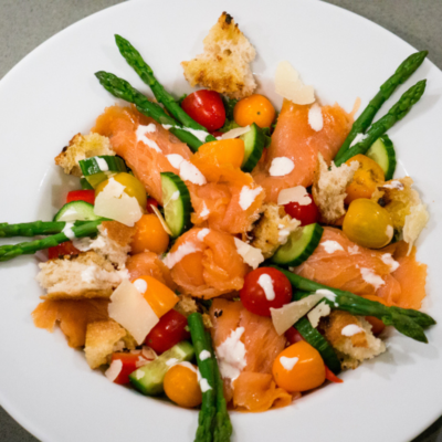 Caesar Zalm Salade met Asperges - kidshoekje.nl