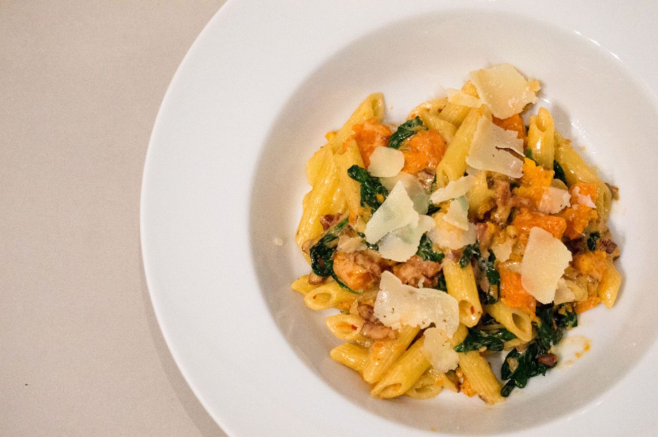 Pompoen Pasta met Bacon