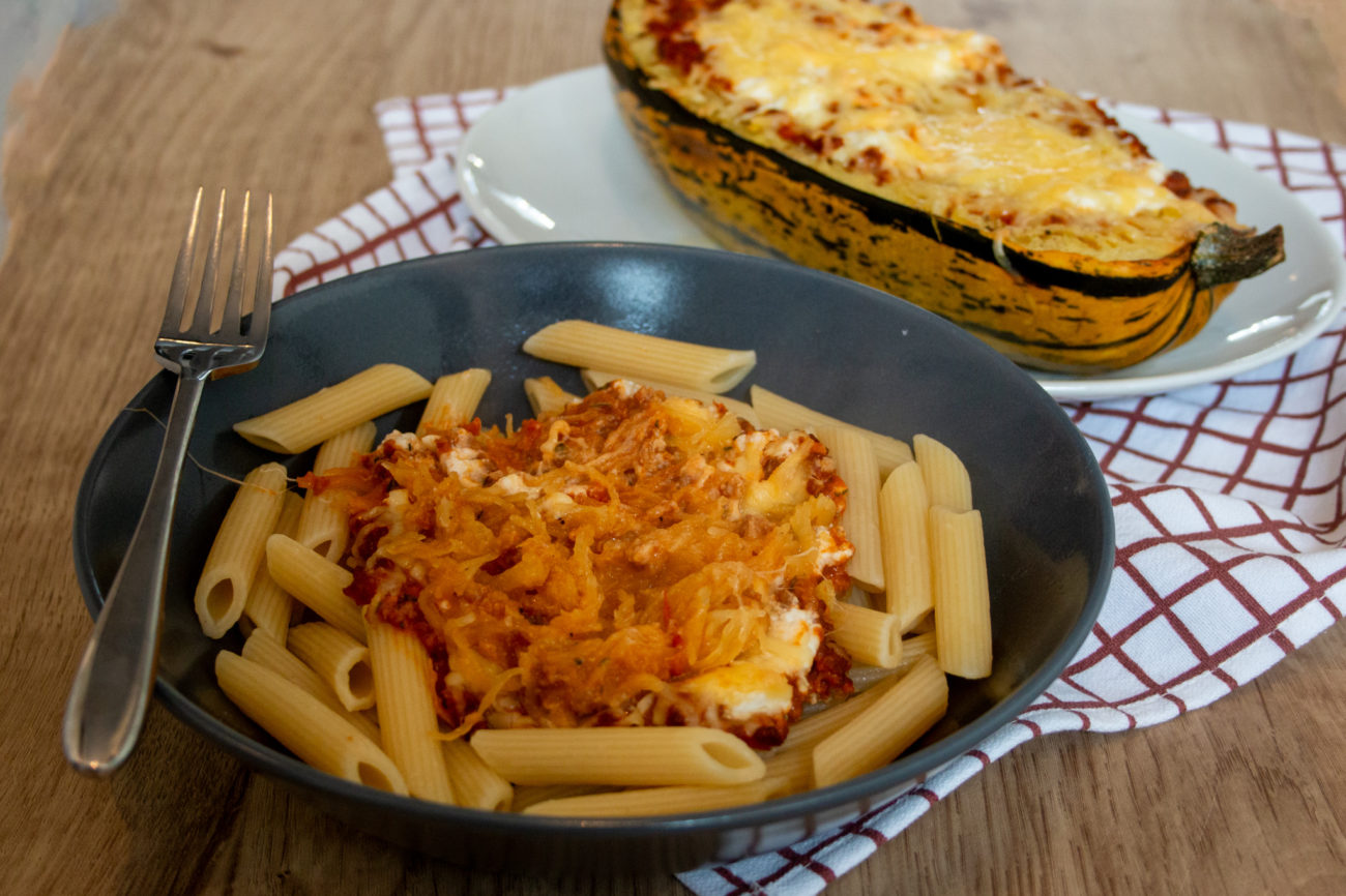 Spaghetti Pompoen met Gehaktsaus