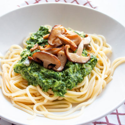 Spaghetti met Spinazie en opgebakken Shiitake - Kidshoekje.nl