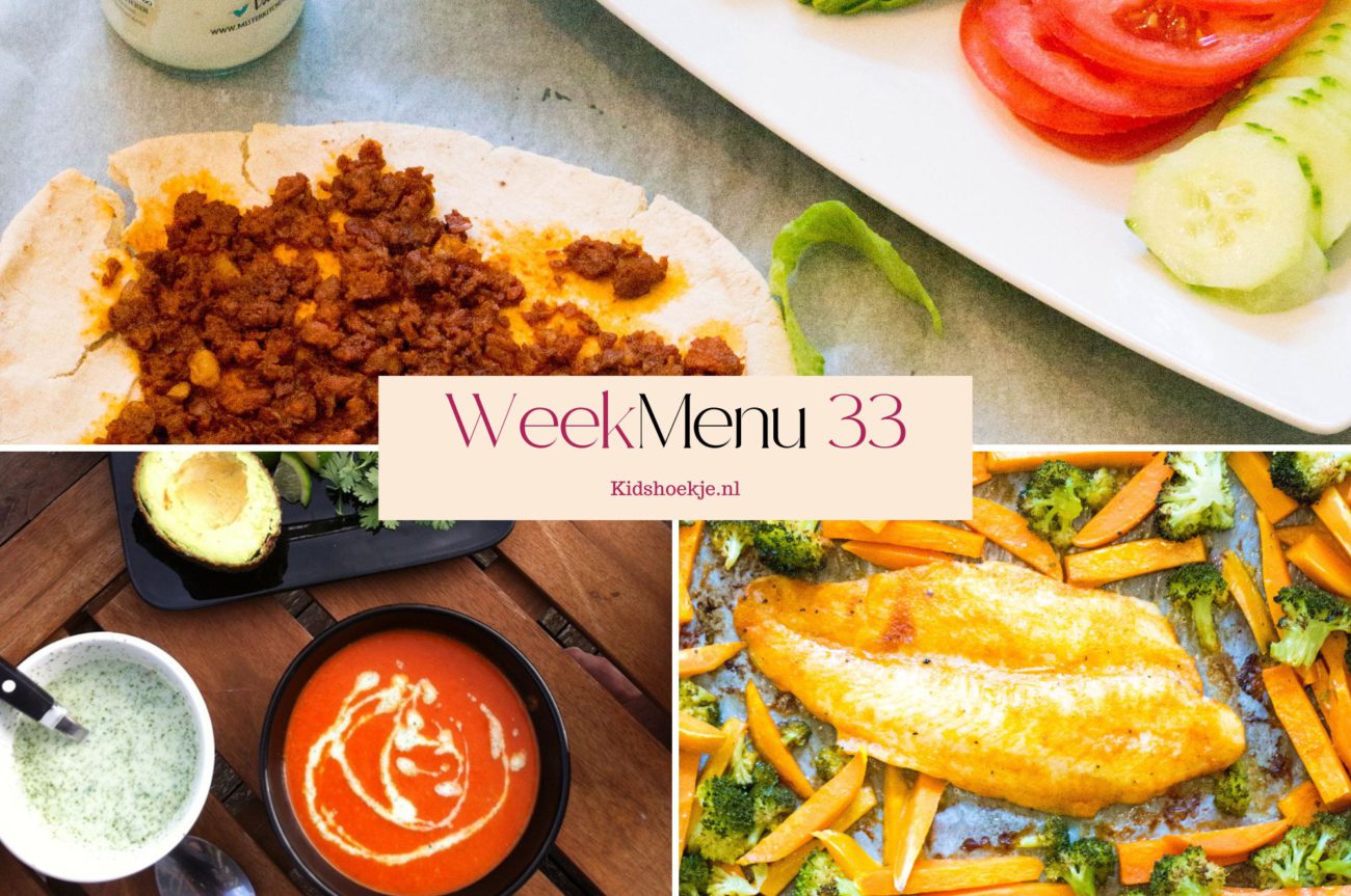 Kidshoekje Weekmenu 33 met recepten voor het gezin