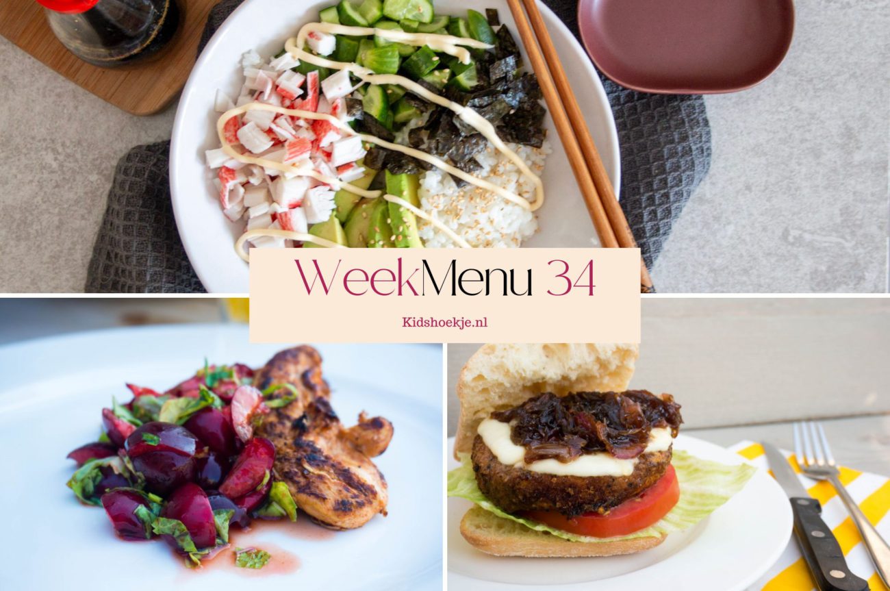 Kidshoekje Weekmenu 34 met recepten voor het gezin