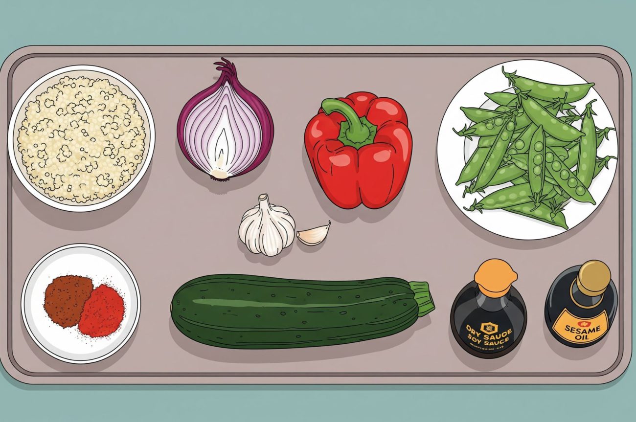 Pittige Quinoa Roerbak met heel veel Groenten