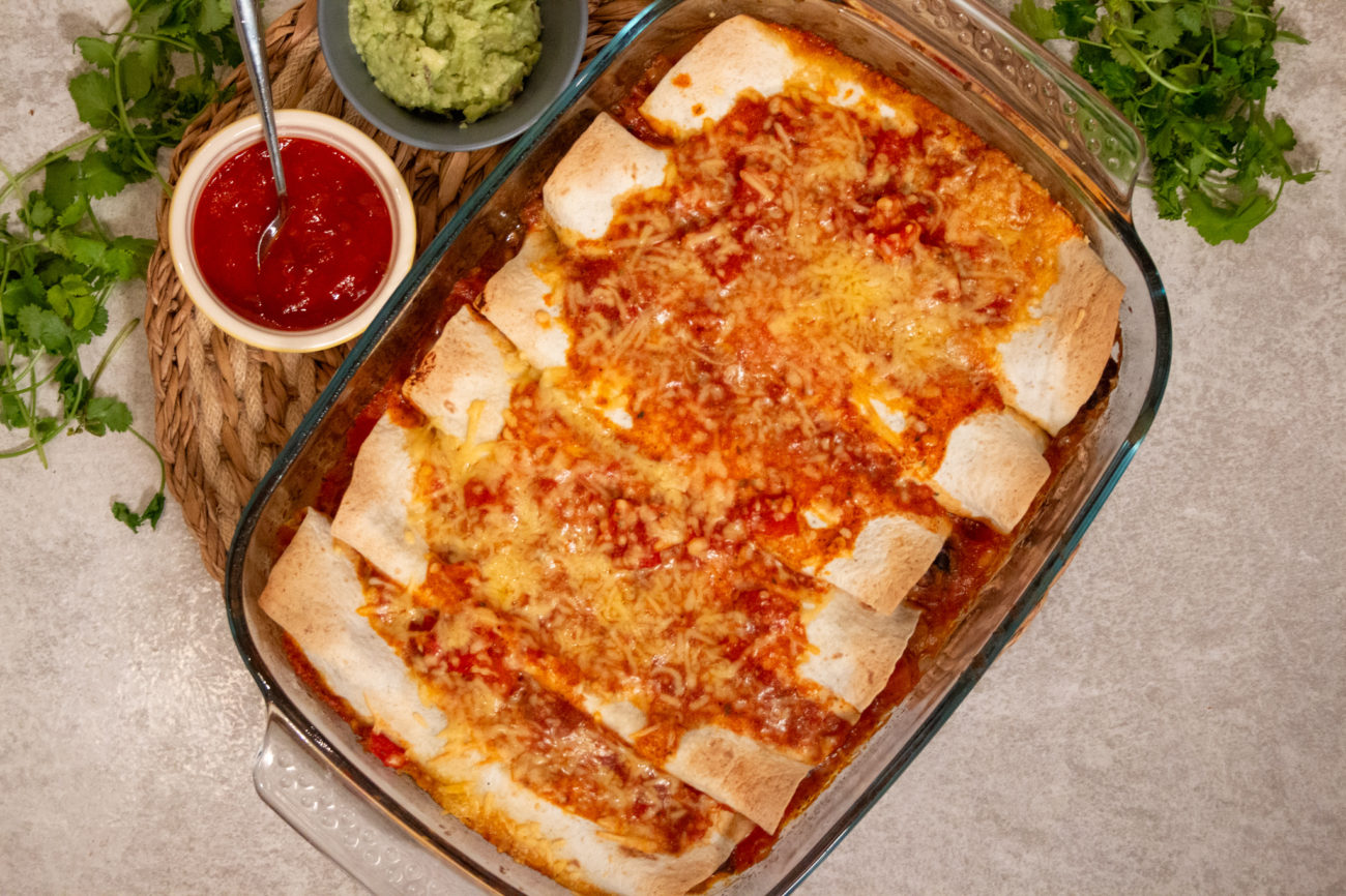 Aardappel en Zwarte Bonen Enchilada’s uit de Oven